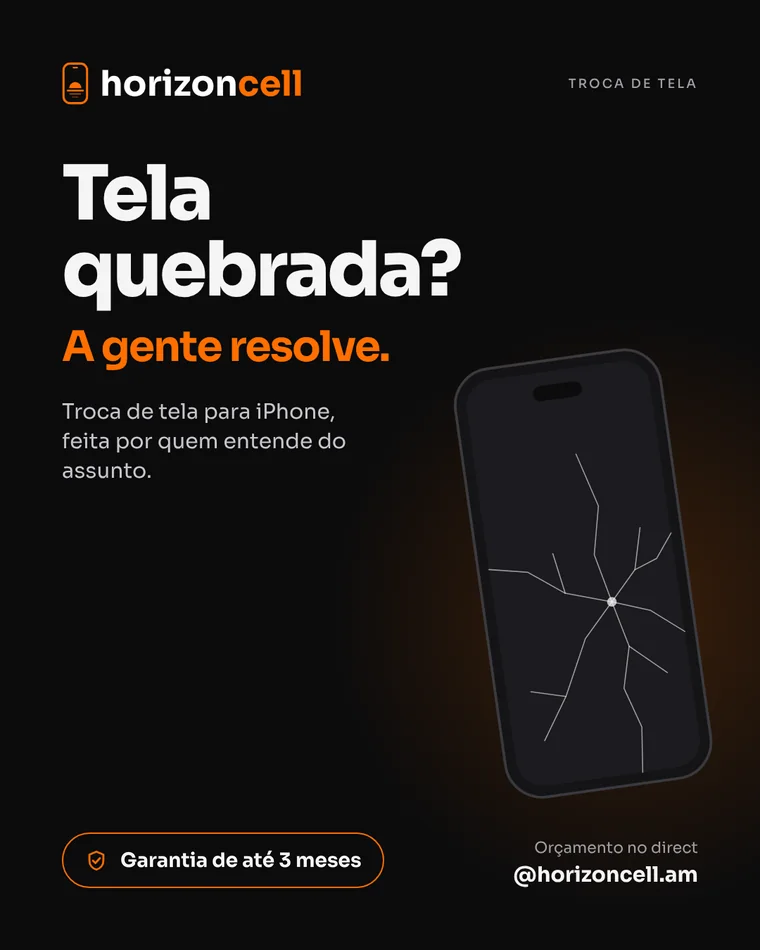Arte da Horizon Cell: Tela quebrada? A gente resolve.